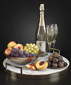champagne and fruits