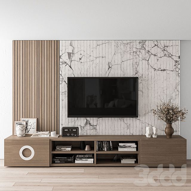 TV Wall Stone and Wood - Set 16