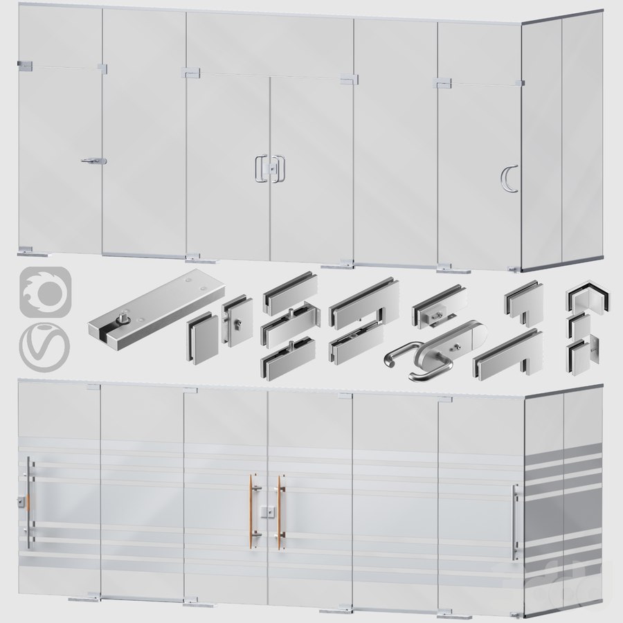 Glass partitions and doors