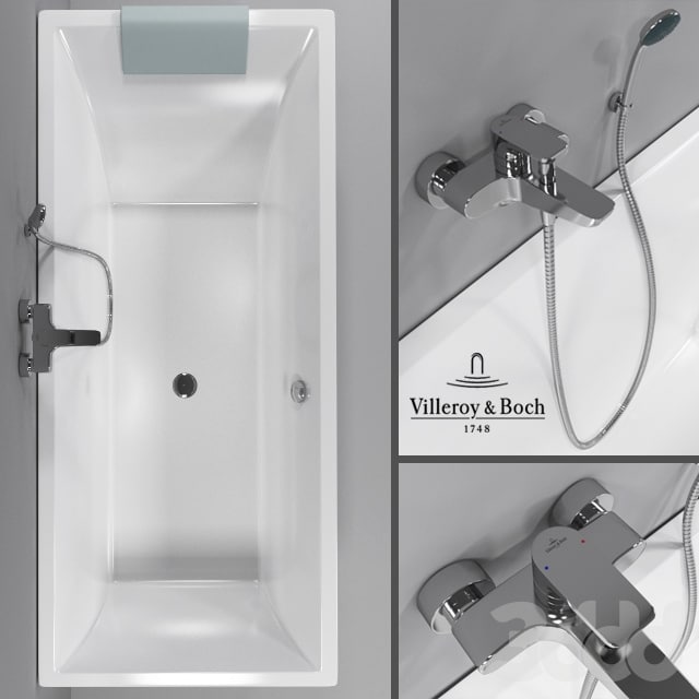 Bathtub Villeroy & Boch Squaro, bath mixer Villeroy & Boch Subway