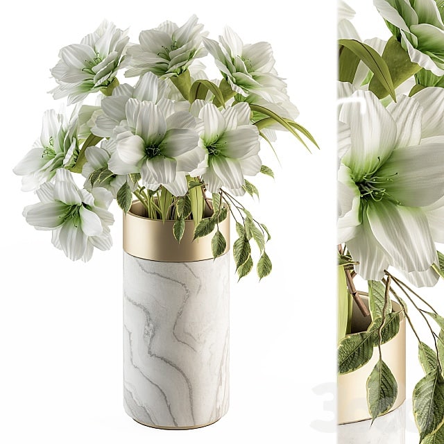 Bouquet - White Flower in Stone vase 53