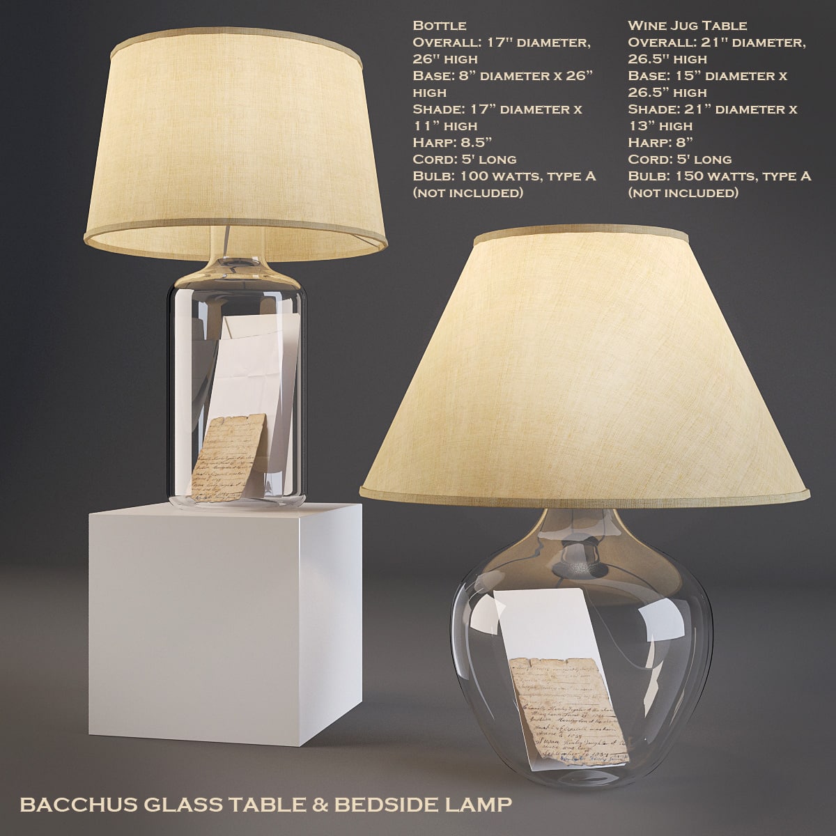 Bacchus Glass Table &amp; Bedside Lamp