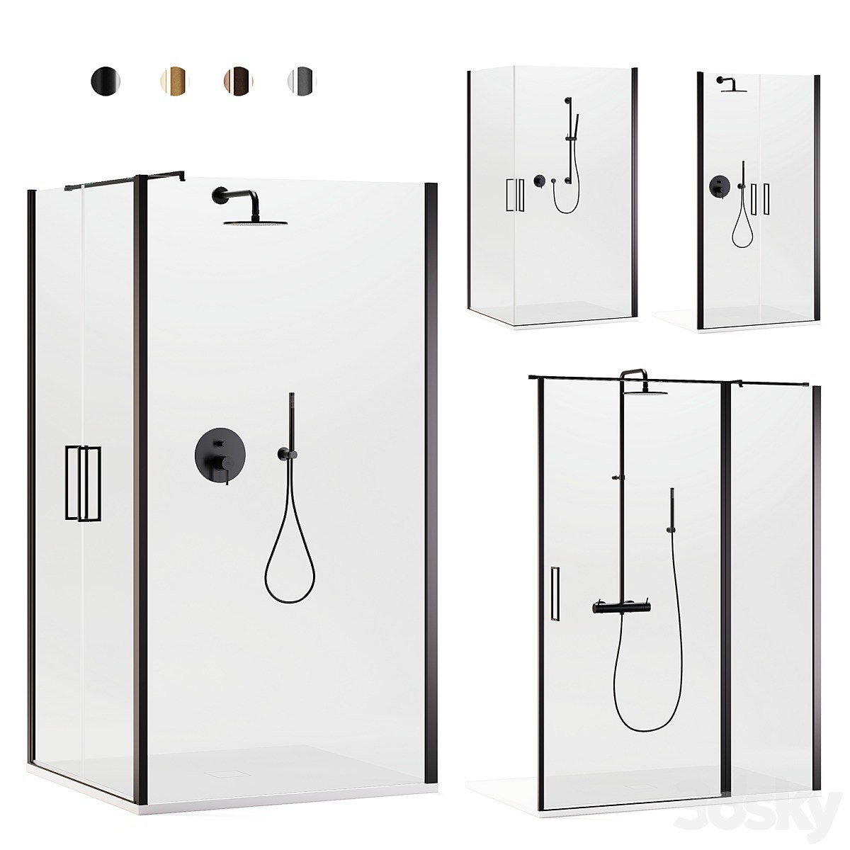 Arblu Icaro shower enclosures + Paffoni set 2 shower systems