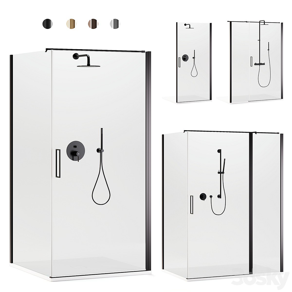 Shower enclosures Arblu Icaro + shower systems Paffoni set 1