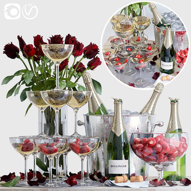 Decorative set with champagne