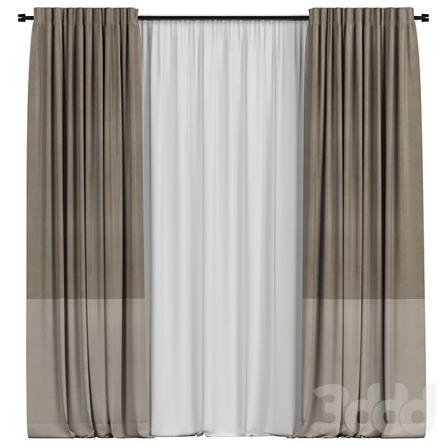 Curtains with tulle in two colors