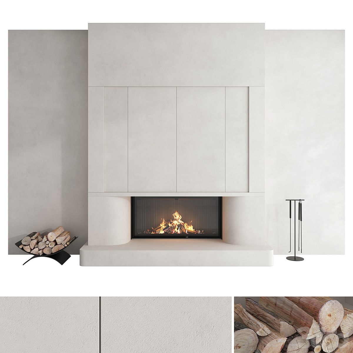 Decorative wall with fireplace set 47