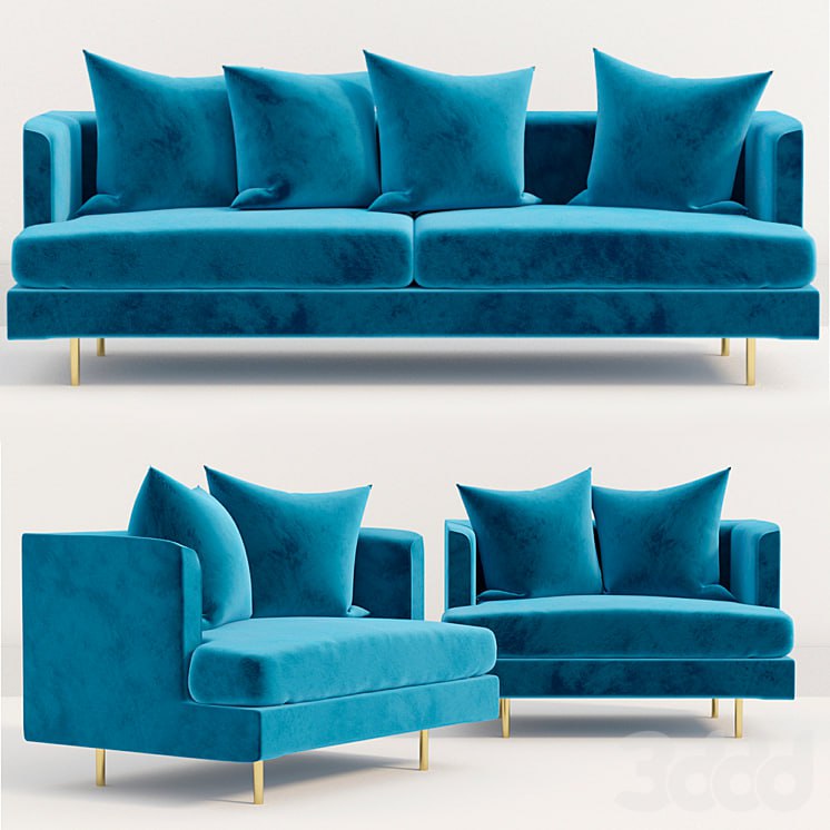 Gus Modern Margot Sofa, Velvet Midnight