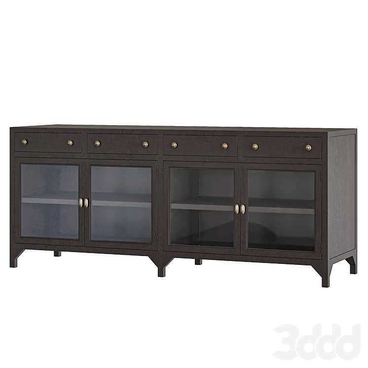 Shadow Box Industrial Black Metal Media Console