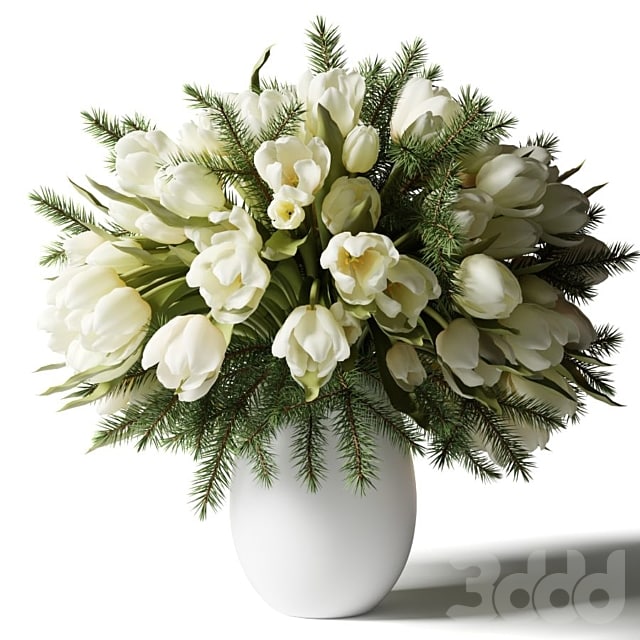 Bouquet of white tulips