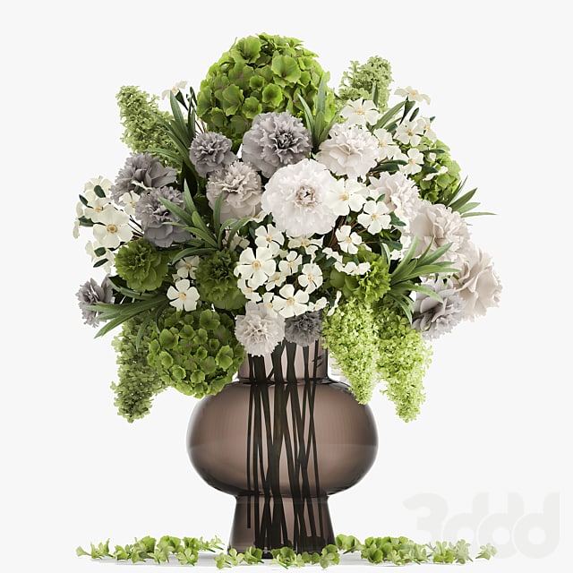 Bouquet 151. hydrangea, green flowers, vase, lilac, peonies