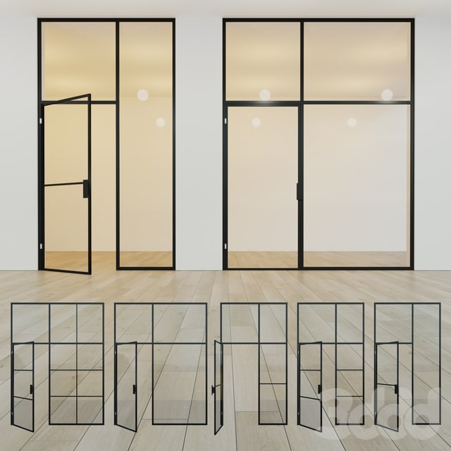 Glass partition. A door. eleven