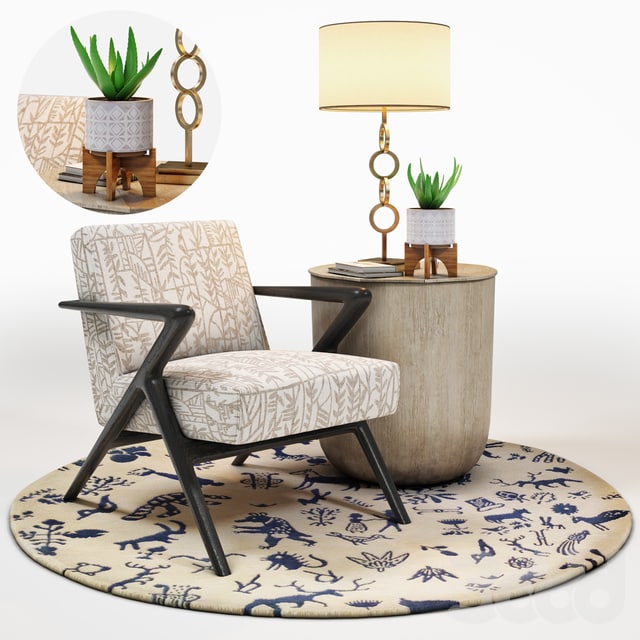 Capri Lounge Chair & RH Side Table Set hunt &barrel hardware