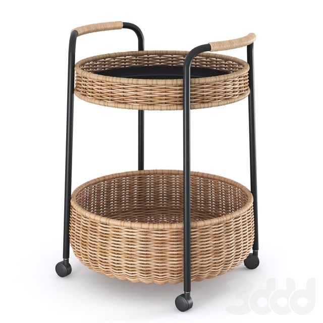 LUBBAN Serving cart with storage, rattan, anthracite by Ikea
