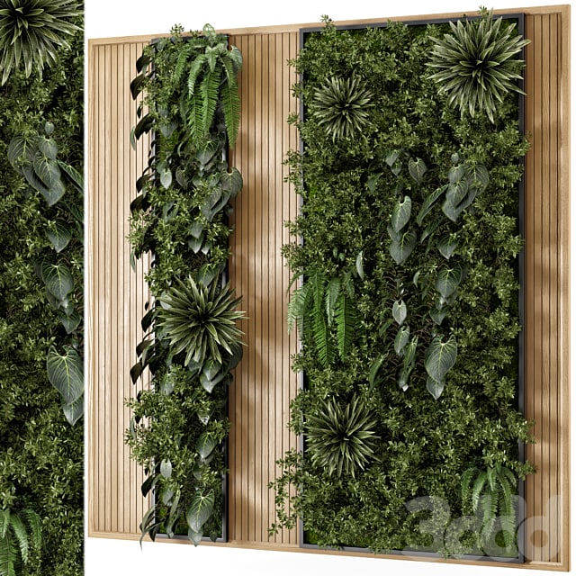 Indoor Wall Vertical Garden in Wooden Base - Set 536