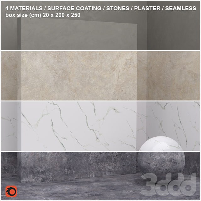 4 materials (seamless) - stone, plaster - set 14