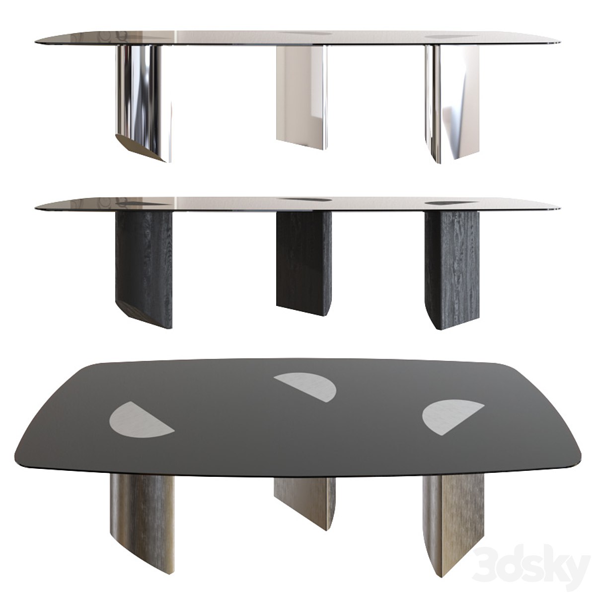 Minotti Wedge Barrel-Shaped Bronzed Glass Top