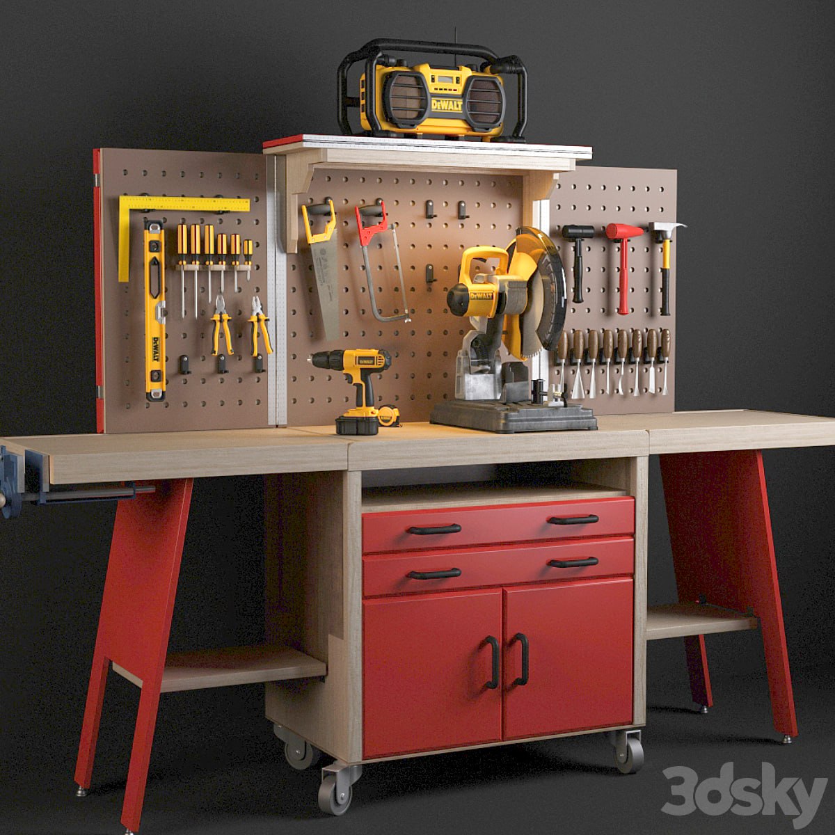 Workbench with tools DeWalt.