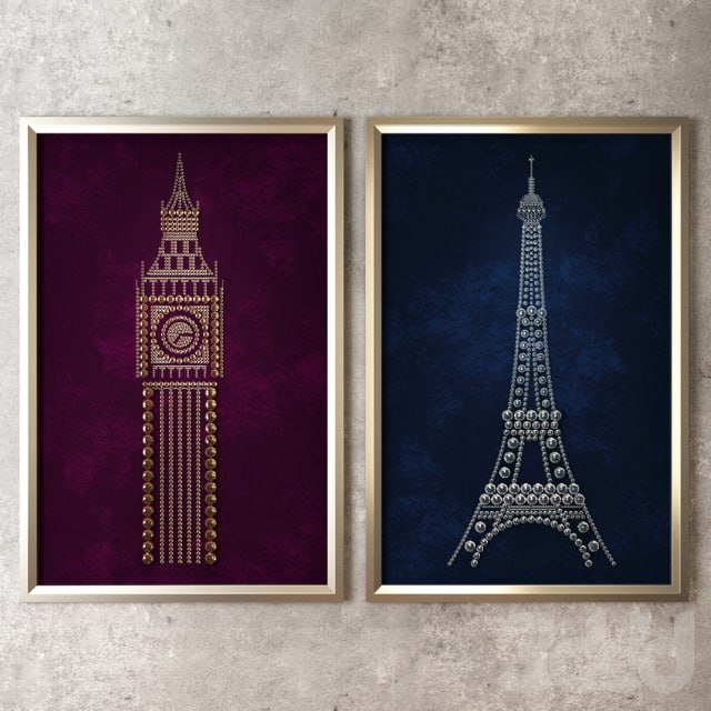 Panel Eiffel Tower and Big Ben