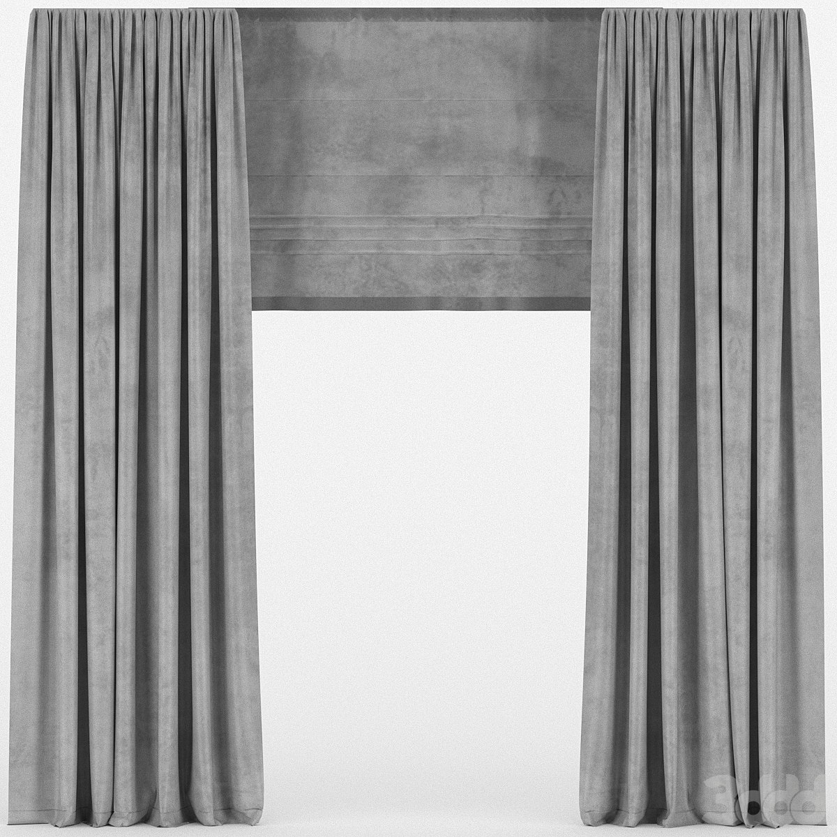 Velvet curtains with roman