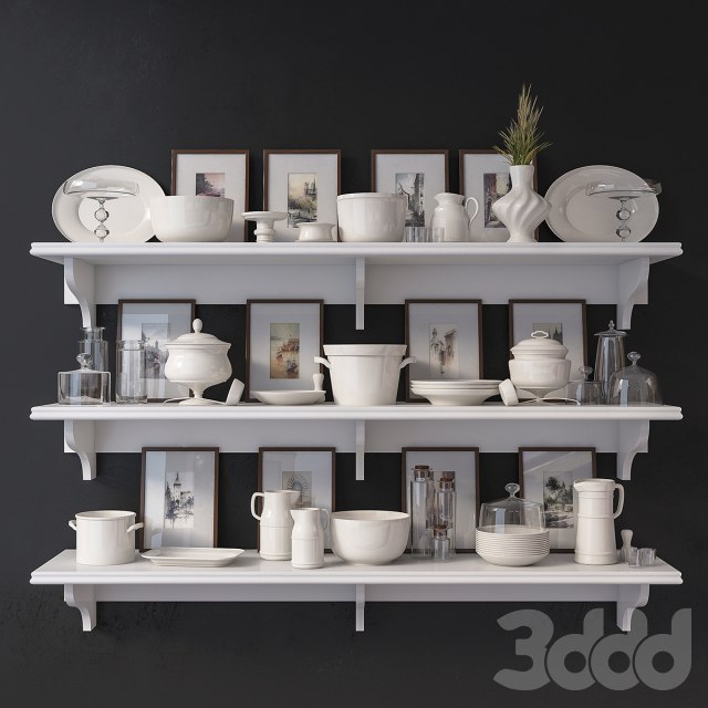 Shelves with utensils