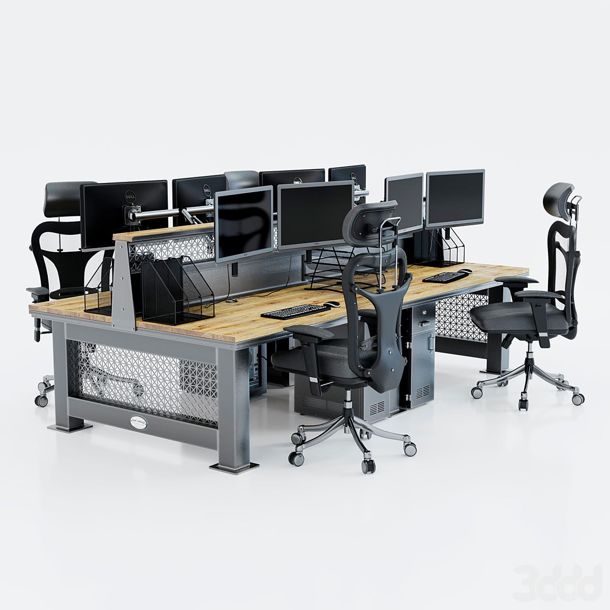 Computer desk for 4 workstations