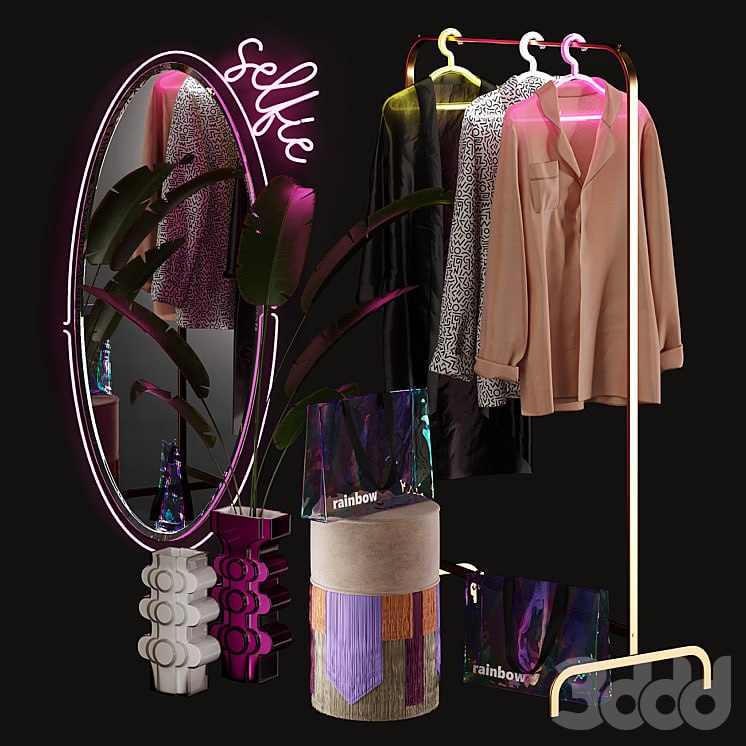 Clothing store window display set