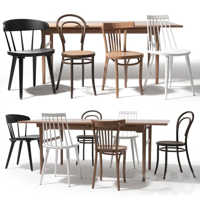 Thonet and IKEA chairs set