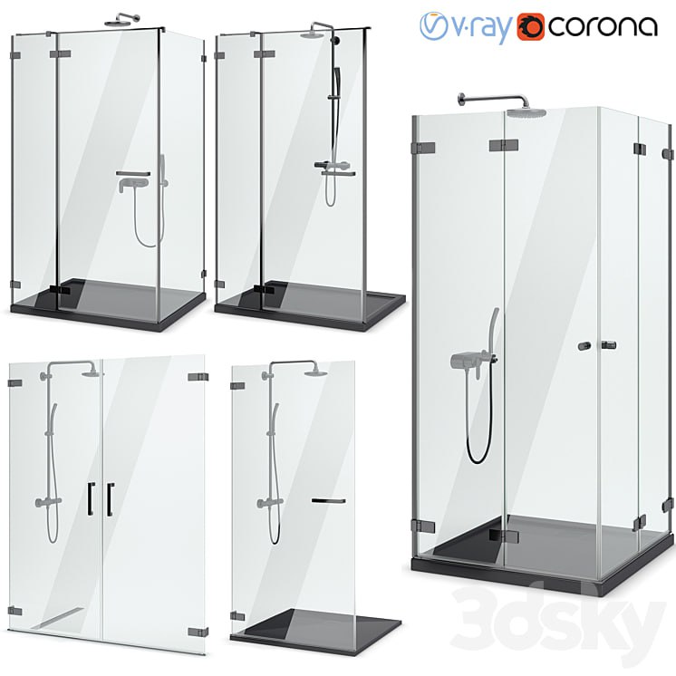 Shower enclosures and doors Radaway | Arta black set 104