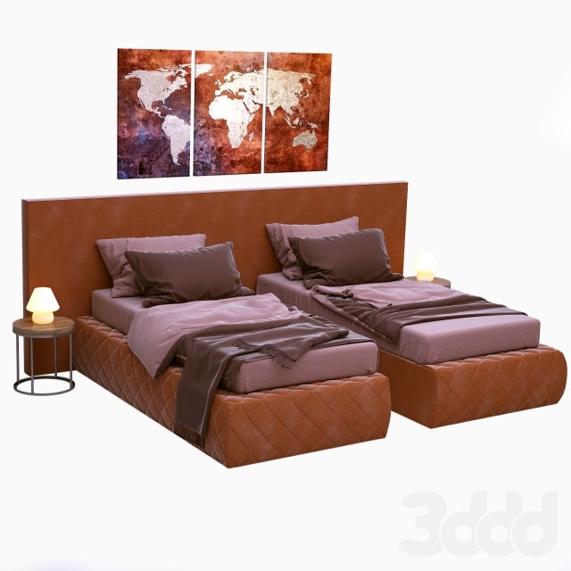 Bed Meridiani Tuyo Low Plain + Spring Base Diamond