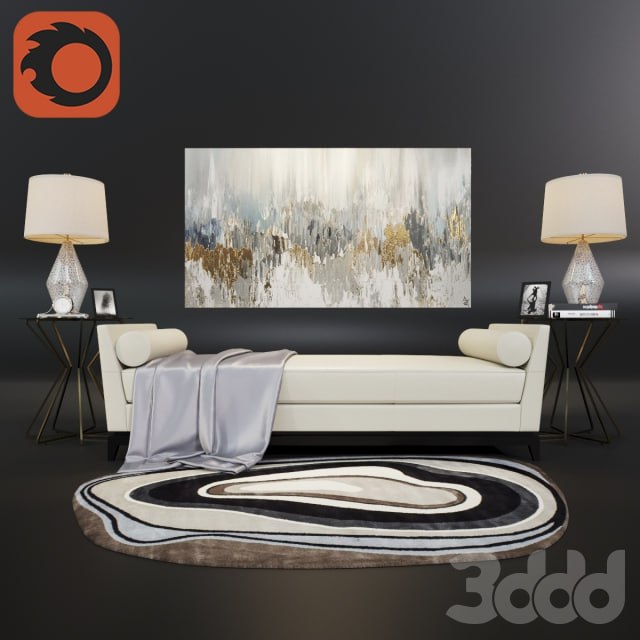 A set of furniture and decor