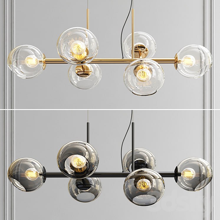 Staggered Glass Chandelier - 6 Light