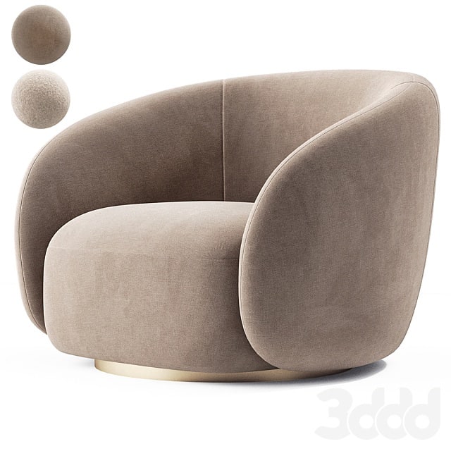 EICHHOLTZ Swivel Armchair BRICE Boucle Cream