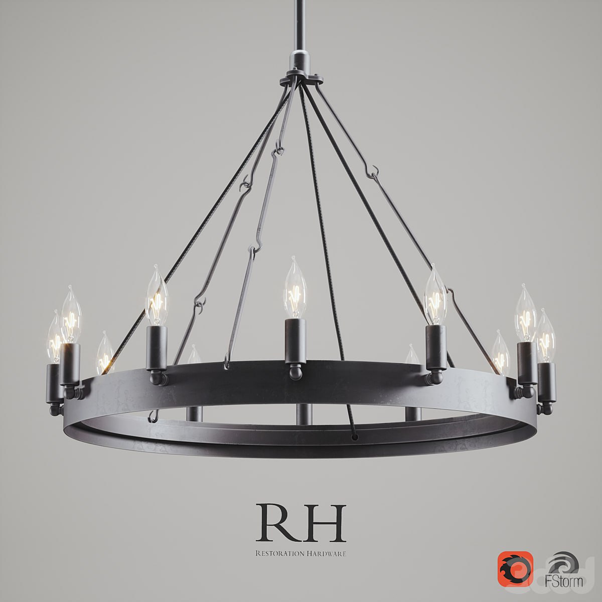 CAMINO VINTAGE CANDELABRA / FILAMENT ROUND CHANDELIER IRON #