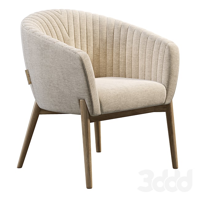 Upholstered Armchair with Channeled Back
