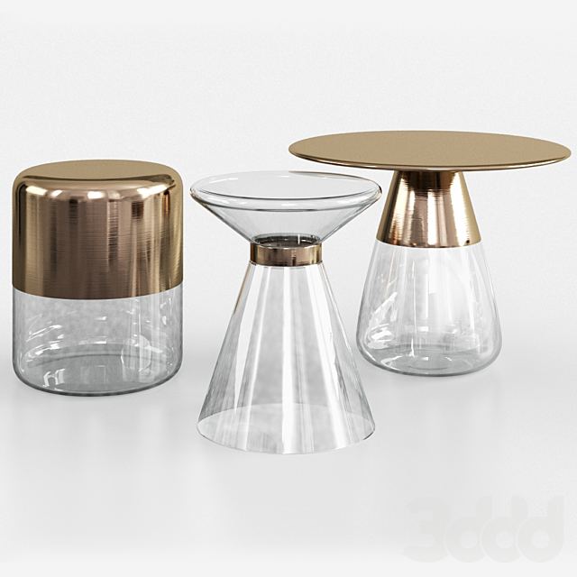 Maisons du Monde glass and gold metal side table