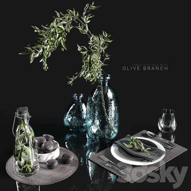 Table settings with olive branch