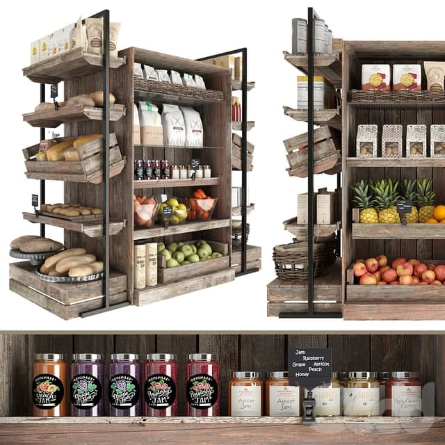 Shelves with products