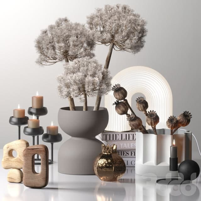 Decor_set_03 with Fluffy Dried Flower