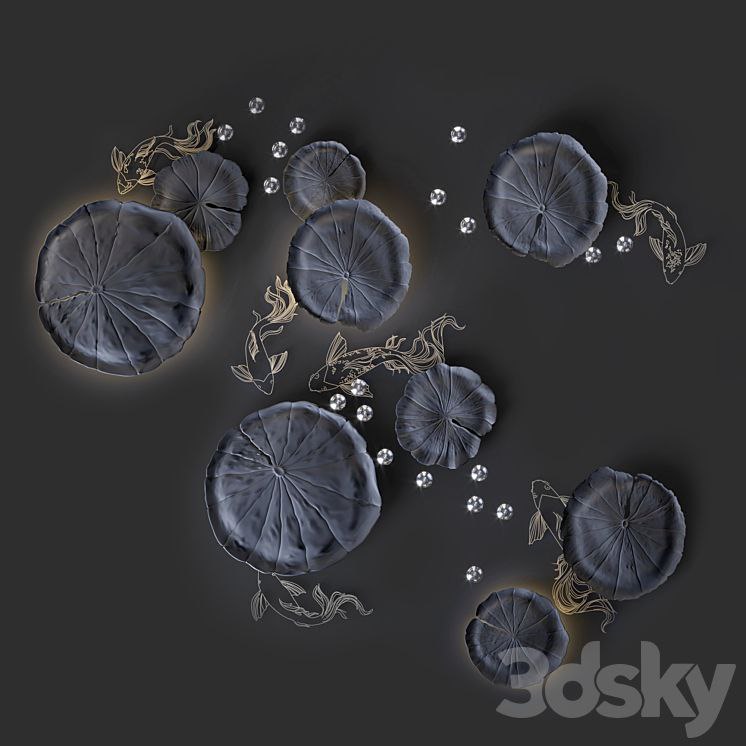 Ceiling decor - Water Lily and fish L
