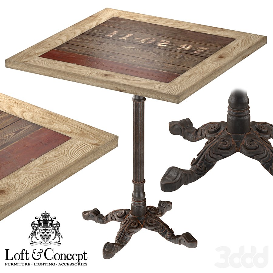 Cast iron and larch restaurant table square