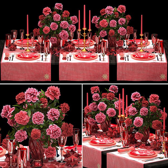 Table setting 5. ZARA HOME. appliances, tablecloth, decor, bouquet of flowers, peonies, glass, vase, luxury decor, table decoration, cutlery, candles, stylish, festive, solemn