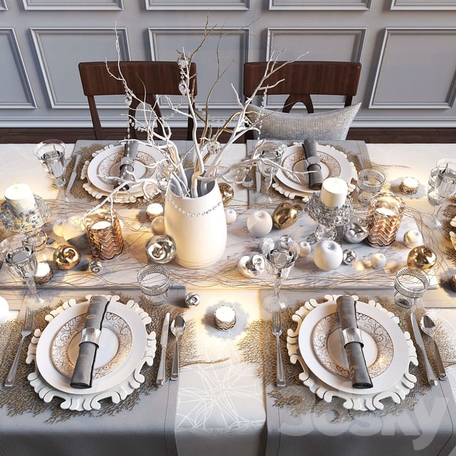 Festive table setting with apples