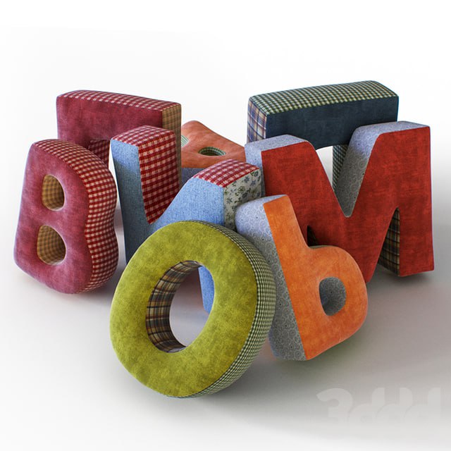 Pillows in the form of letters