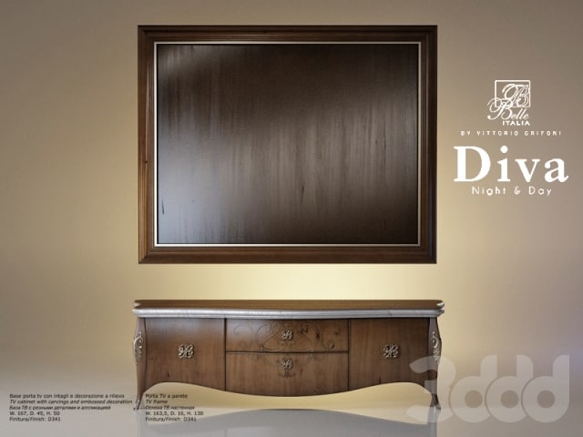 Base and foundation TV with carved details and applique