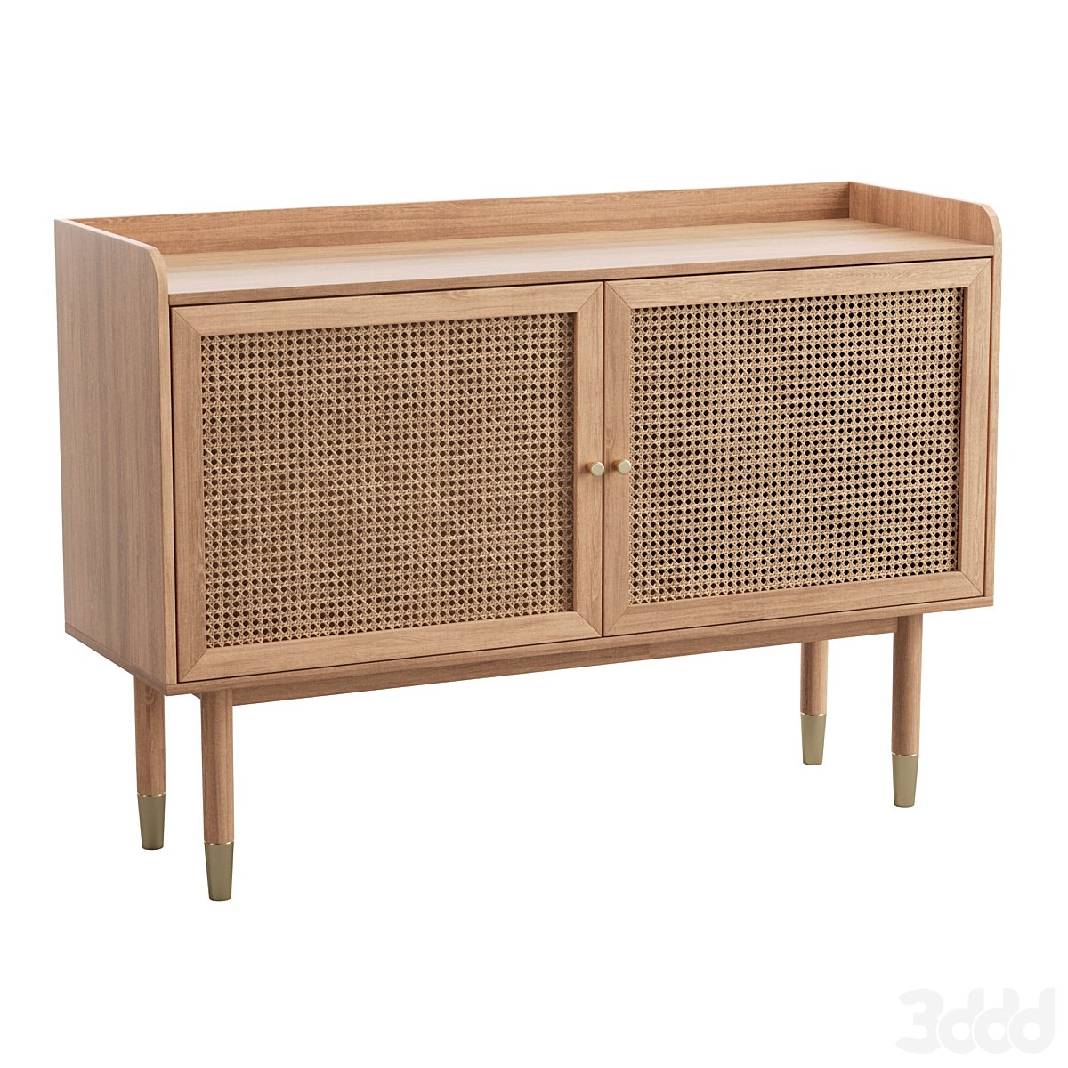 BOMBONG Buffet 2 portes en bois et cannage