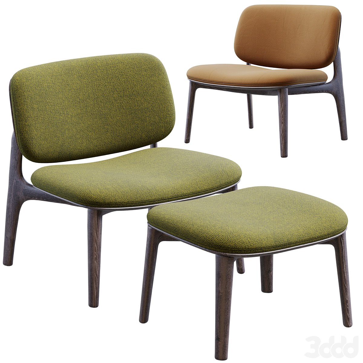 Poliform curve armchair and ottoman