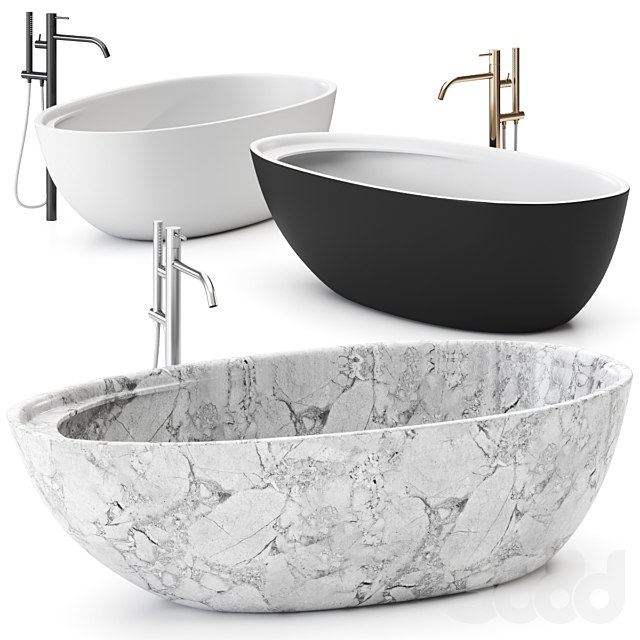 Eclipse Carrara Marble Bathtub by Antonio Lupi Design Washbasin