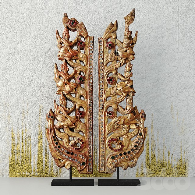 Antique Burmese Wooden Fragments