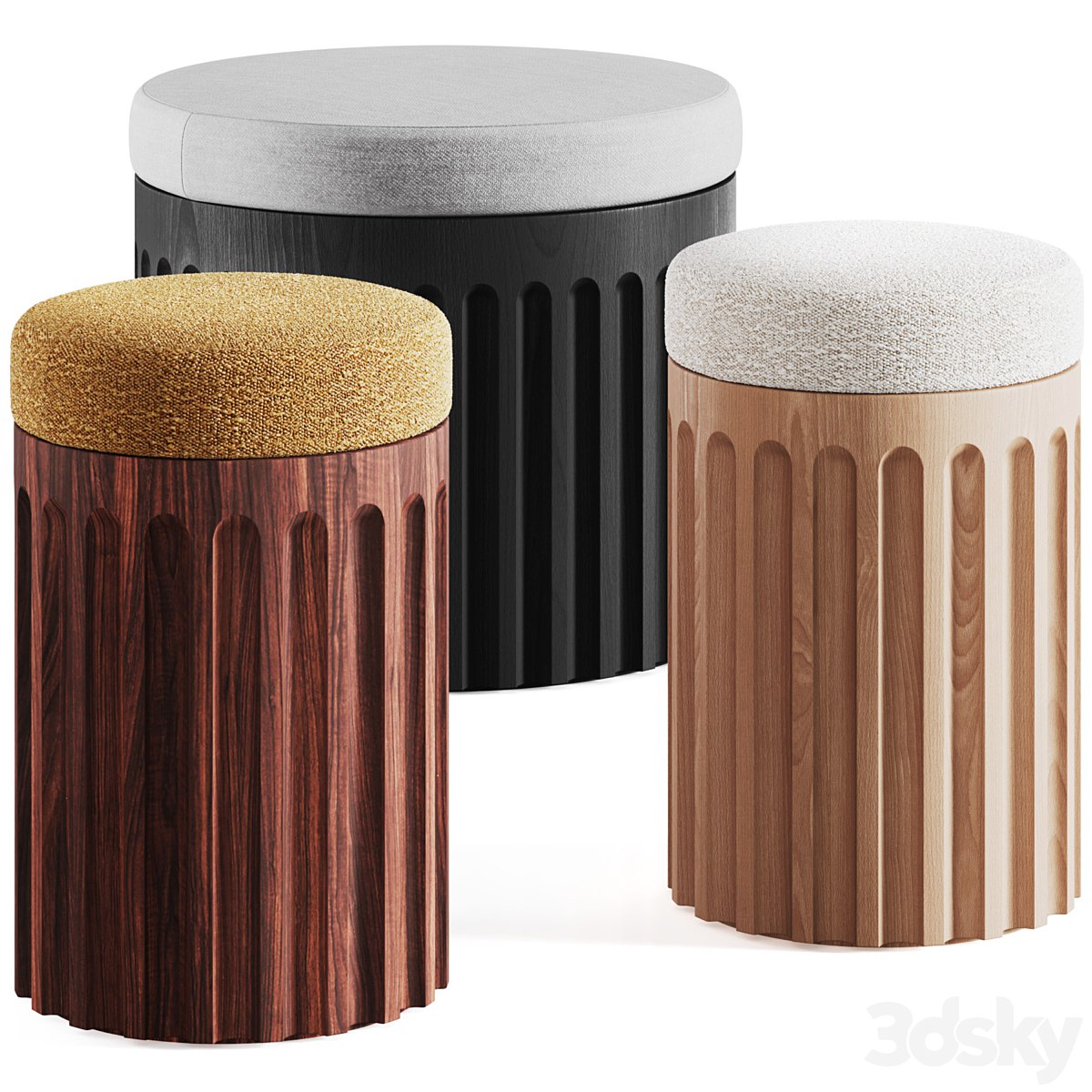 FLUTED STOOL by Galvin Brothers